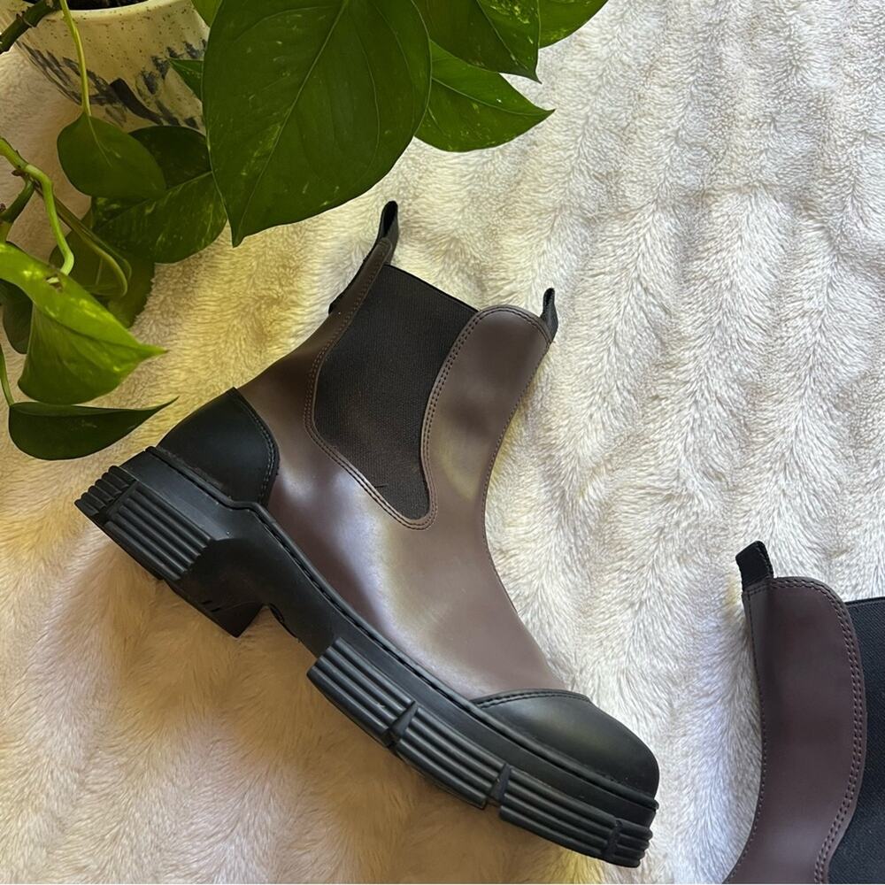 GANNI Recycled Rubber Brown & Black City Boots - Picture 6 of 10